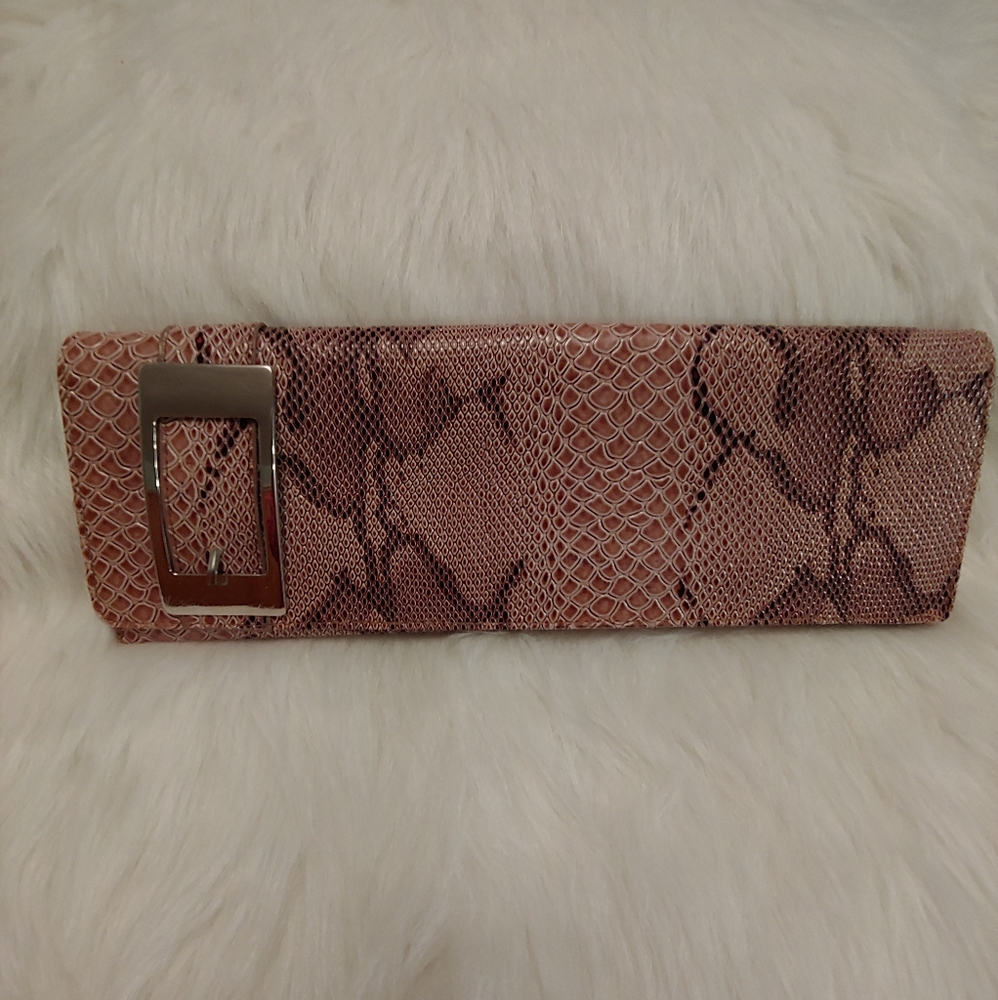 NWOT Big Buddha Snakeskin Clutch Bag